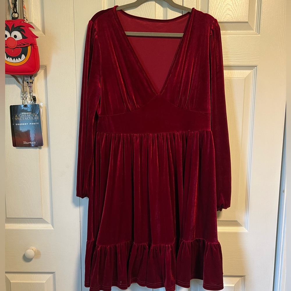 Halara Red Velvet Dress Size 1X